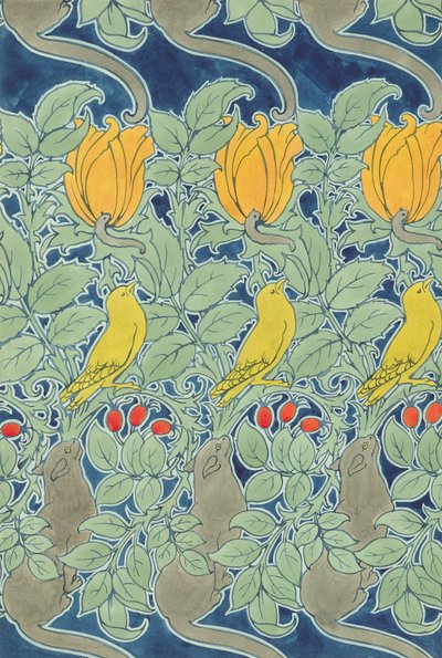 「Let us prey」テキスタイルデザイン（紙にトイレと鉛筆） 作： Charles Francis Annesley Voysey